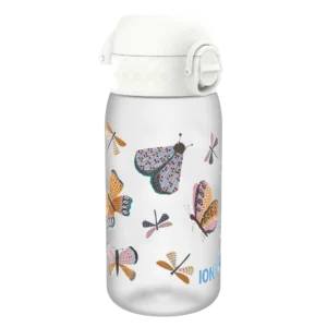 ION8 butelka Recyclon 350 ml, w kolorze białym, z motywem „Motyle”, do przedszkola, bez BPA