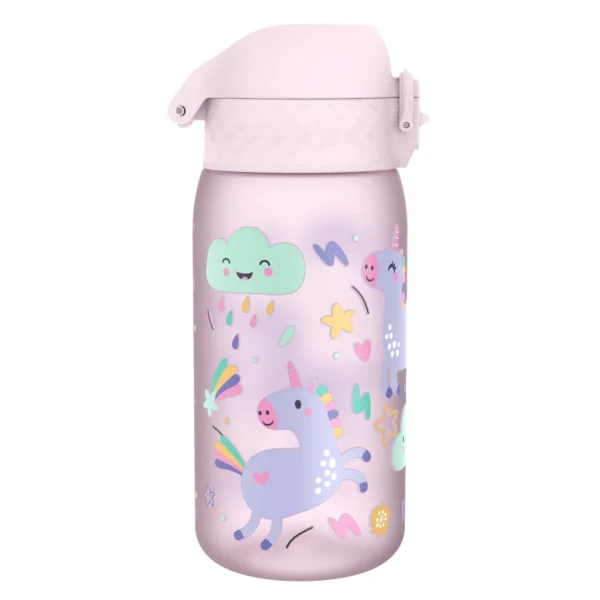 ION8 butelka Recyclon 350 ml, w kolorze różowym, z motywem „Jednorożce”, do przedszkola, bez BPA