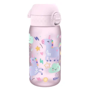 ION8 butelka Recyclon 350 ml, w kolorze różowym, z motywem „Jednorożce”, do przedszkola, bez BPA