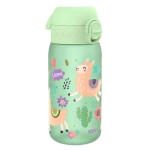 ION8 butelka Recyclon 350 ml, w kolorze zielonym, z motywem „Lamy”, do przedszkola, bez BPA
