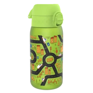 ION8 butelka Recyclon 350 ml, w kolorze zielonym, z motywem „Samochody”, do przedszkola, bez BPA