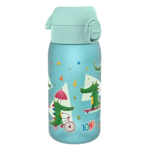 ION8 butelka Recyclon 350 ml, w kolorze niebieskim, z motywem „Krokodyle”, do przedszkola, bez BPA