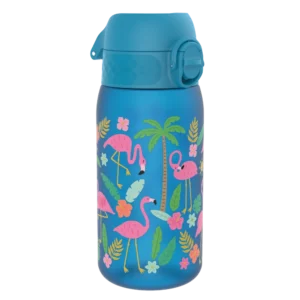 ION8 butelka Recyclon 350 ml, w kolorze niebieskim, z motywem „Flamingi”, do przedszkola, bez BPA