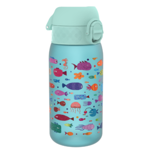 ION8 butelka Recyclon 350 ml, w kolorze niebieskim, z motywem „Ryby”, do przedszkola, bez BPA